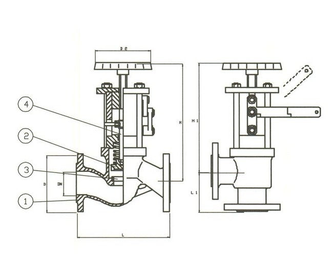 DIN Specialty Cast Steel Quick Closing Angle Valve PN40 - Image 2