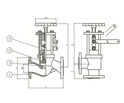 DIN Specialty Cast Steel Quick Closing Angle Valve PN40 - Image 2