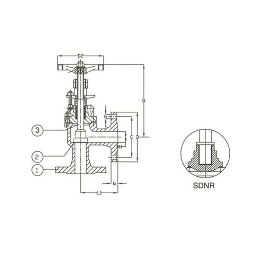 Bronze Angle Bonnet SDNR Valve - PN 16, DIN 2501, Flanged - Image 1