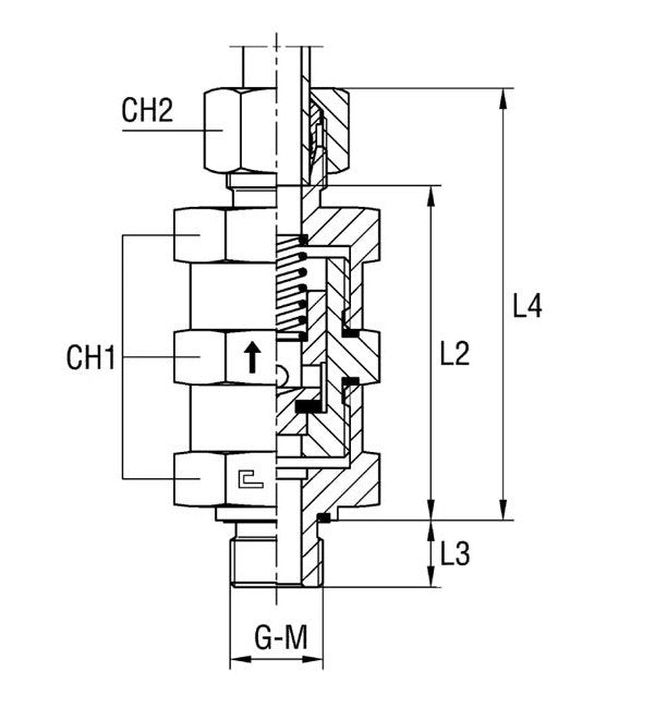 Heavy Duty Male Stud Non Return Valve with Elastomer Seal - 16x1.5 M Thread, DIN Check Valve - Image 1
