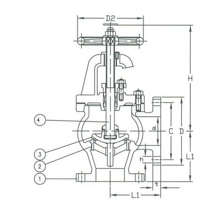 Class 150 Bronze Angle Valve with Bolted Bonnet - OS&Y, Regular - 8" - Image 2
