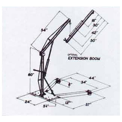 V-Master Mobile Hydraulic Floor Cranes - 1000 lb Capacity, 8 ft Lift Height - Image 2