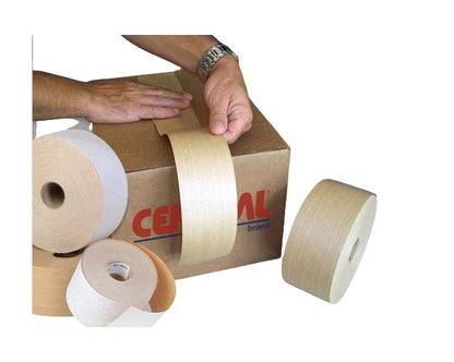 Orange Water-Activated Printed Tape - 2.5in x 600ft with Diagonal Stripes - Image 2
