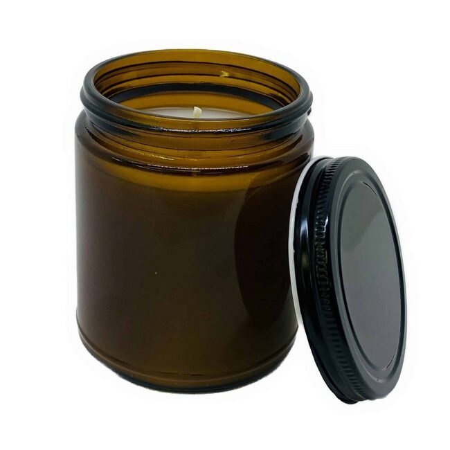 Bulk 9oz Amber Jar Scented Candle with Metal Lid - Image 3