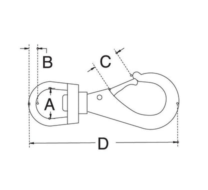 Stainless Steel Swivel Eye Snap Hook - Type 316 Precision Cast - Image 2