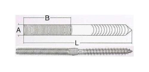 Machined Stainless Steel Hanger Bolt, Right Hand Thread, 5/16"-18 - Image 1