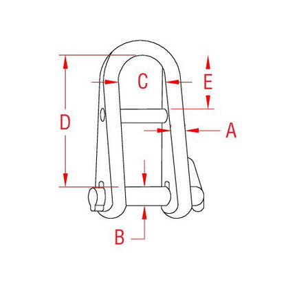 316 Stainless Steel Halyard Shackle with Key Pin, Size A 1/4 inch - Image 2