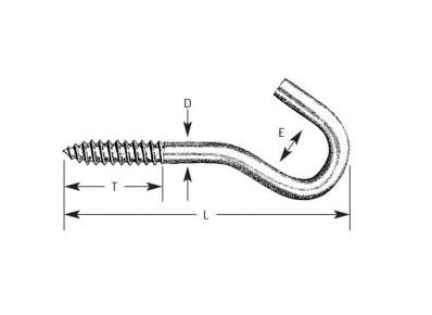 Solid Brass Round End Screw Hooks 1-5/16" - Image 1