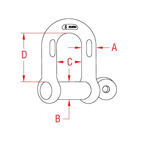 316-NM Stainless Steel Chain Shackle with Oversized Screw Pin - 7/8 inch - Image 2