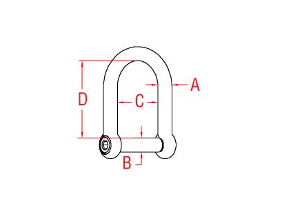 316 Stainless Steel Wide D Shackle, 1/4 Inch with No Snag Pin - Image 2