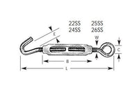 Aluminum Turnbuckles with Stainless Steel Hook/Eye Set