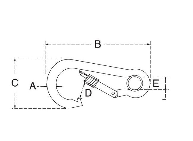 Stainless Steel Snap Hook with Screw and Eyelet - SS T316, 7/16" x 4-3/4" - Image 2