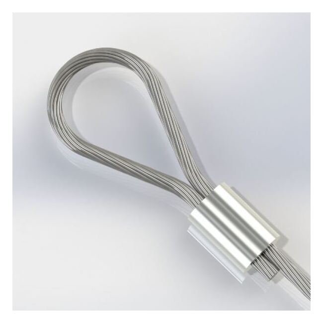 0.44 Inch (in) Fitting Length and 0.054 Inch (in) Maximum Mating Cable Diameter Commercial Zinc Plated Copper Wire Rope Loop Sleeve for Cable Assemblies - Image 1