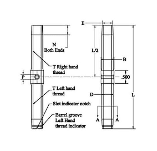 Turnbuckle Body MS21251 - Aluminum Wire Rope Hardware - Image 2