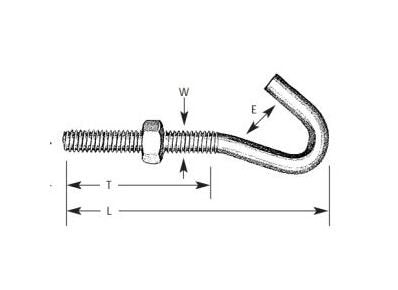 Stainless Steel Machine Thread Screw Hooks with Nut - Pack of 10 - Image 1