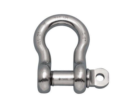 3/8 Inch 316-NM Stainless Steel US Anchor Shackle with Oversized Screw Pin - Image 1