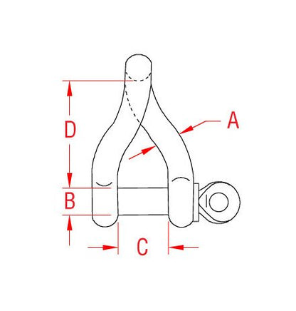 5/32 Inch A 316 Stainless Steel Twist Shackle with Screw Pin - Image 2
