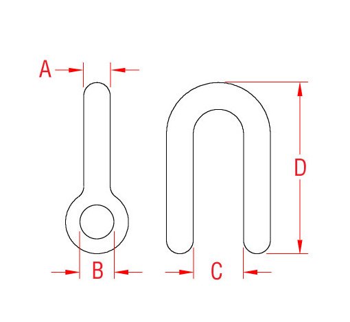 1/4 in 316-NM Stainless Steel Chain Shackle Body - Image 2