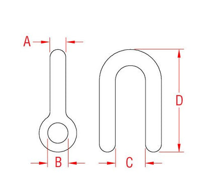 1/4 in 316-NM Stainless Steel Chain Shackle Body - Image 2