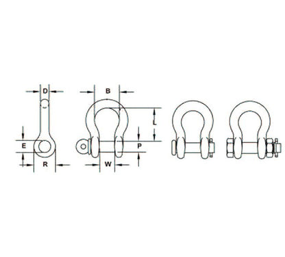 CMÂ® 1-1/8" Galvanized Alloy Anchor Shackle with Bolt, Nut & Cotter - Image 3