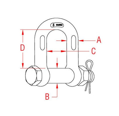 316-NM Stainless Steel Chain Shackle with Oversized Bolt - 5/8 inch - Image 2