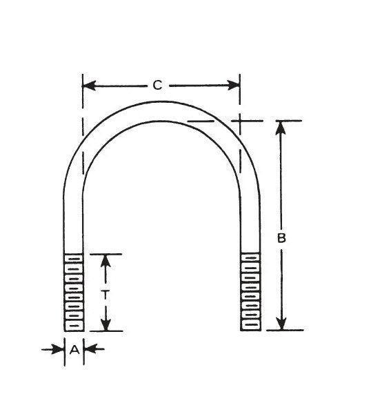 Type 304 Stainless Steel U-Bolts, Long Tangent, Round Bend - Image 2