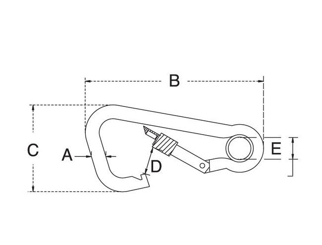 Stainless Steel Asymmetrical Snap Hook with Screw Nut and Eyelet - SS T316, 700 lbs WLL - Image 2