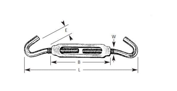 Aluminum Turnbuckles with Zinc Chromate Steel Hooks - Image 1