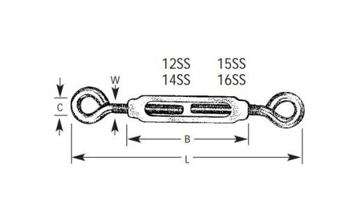 Aluminum Turnbuckles with Stainless Steel Hook/Eye - Image 1