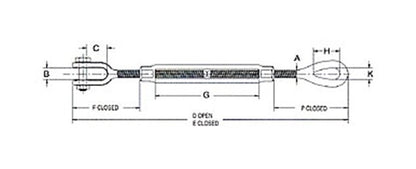 Hot Dip Galvanized Drop Forged Turnbuckle - Jaw & Eye, 15,200 lbs WLL - Image 2