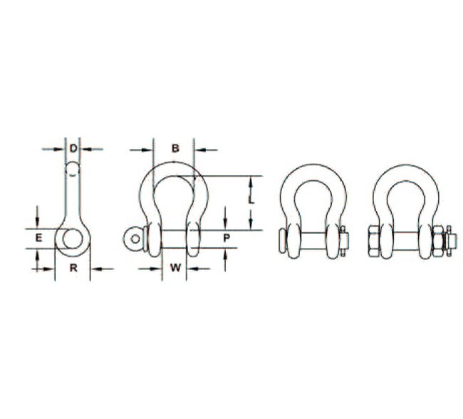 CMÂ® 5/8 Inch Galvanized Alloy Anchor Shackle with Bolt, Nut & Cotter - Image 3