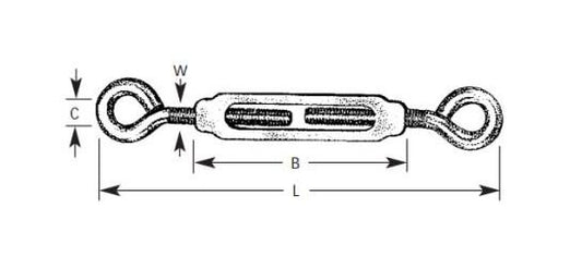 Zinc Chromate Steel Eye and Eye Turnbuckles with Extruded Aluminum Body - Image 1