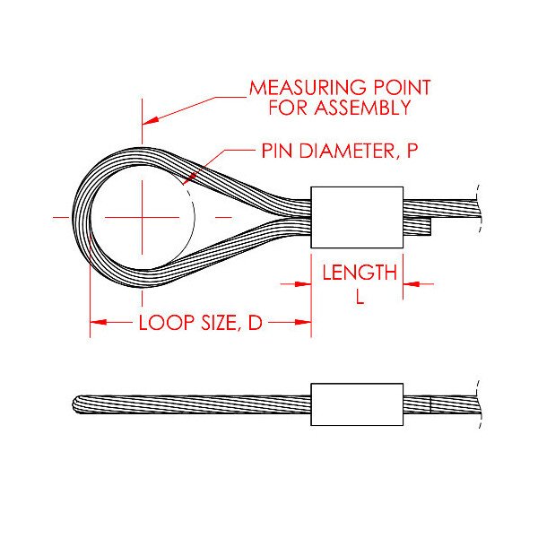 0.28 Inch (in) Fitting Length and 0.022 Inch (in) Maximum Mating Cable Diameter Commercial Brass Wire Rope Loop Sleeve for Cable Assemblies - Image 2