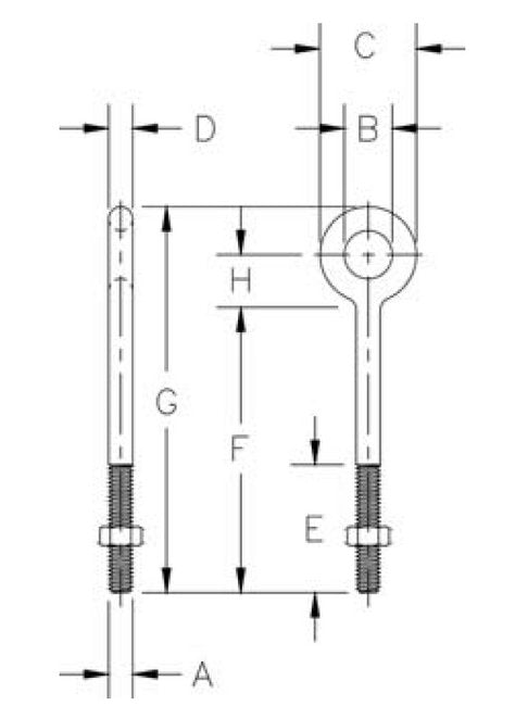 HDG Forged Steel Regular Nut Eye Bolt - 1/4 x 4 - Image 2