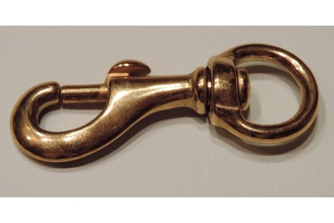 Heavy-Duty Polished Solid Bronze Swivel Eye Bolt Snap - 3/4" Eye, 3-3/8" Length - Image 1