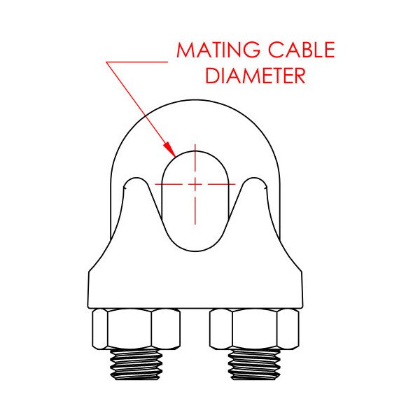 0.218 Inch (in) Maximum Mating Cable Material Stainless Steel Wire Rope Clip - Image 2
