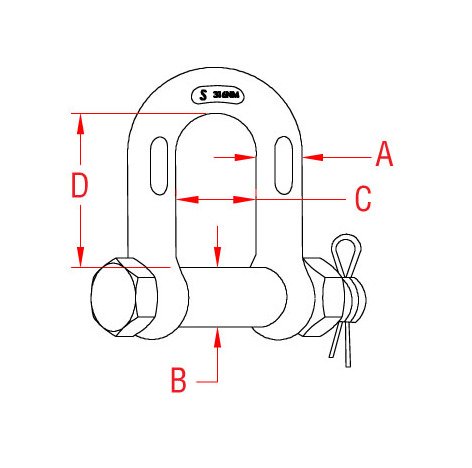 7/16 Inch 316-NM Stainless Steel US Chain Shackle with Oversized Bolt - Image 2
