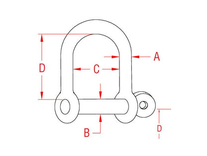 316 Stainless Steel Wide D Shackle with Screw Pin, 5/16" - Image 2