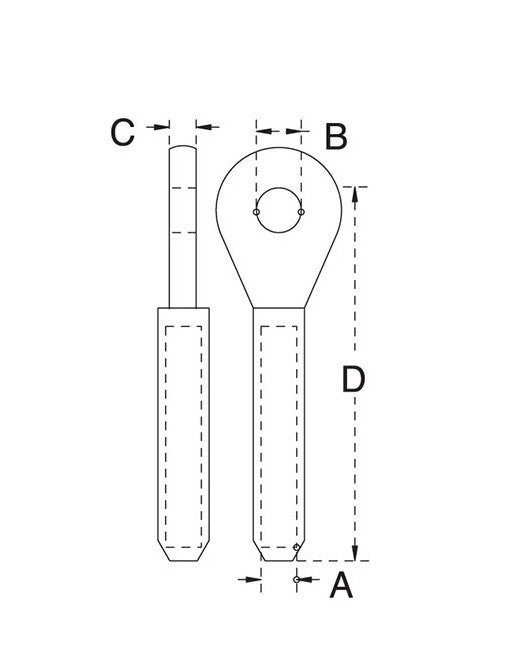 Stainless Steel Marine Eye End Swage for 1/4' Wire Rope, SS T316 - Image 2