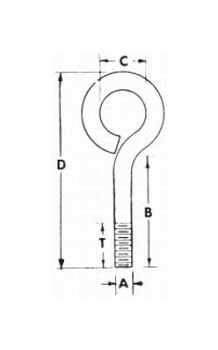 Chicago Hardware & Fixture Co. Zinc Plated Turned Eye Bolts Machine Thread - 1/4"-20 - Image 3