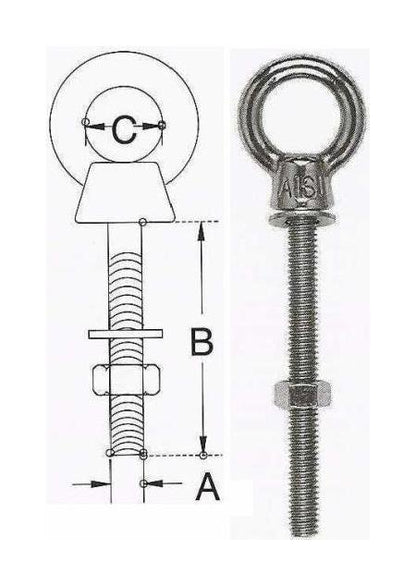 T316 Stainless Steel Shoulder Eye Bolt - Image 1