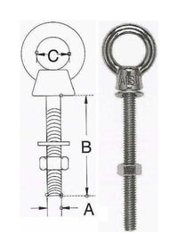 Precision Cast Stainless Steel Eye Bolt, Extra Long Shoulder, SS T316