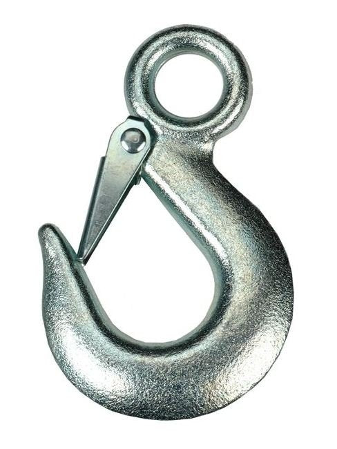 Heavy-Duty Alloy Eye Hoist Hook with Safety Latch - Image 1