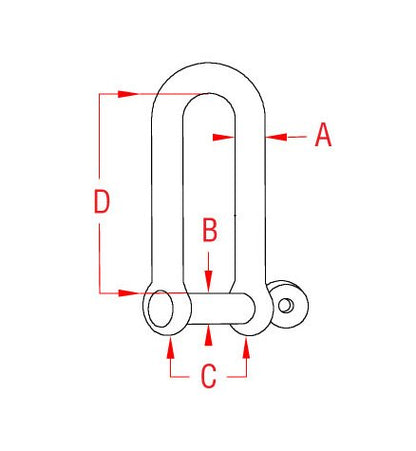 5/32 Inch 316 Stainless Steel Long D Shackle with Captive Pin - Image 2
