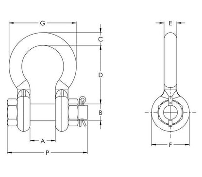 2 Inch Bolt-Type Shackles Hot Dip Galvanized - Federal Spec RR-C-271D - Image 2