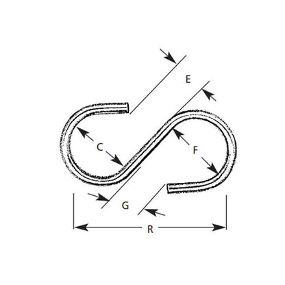 3/8 Inch Diameter Steel Plain Finish 'S' Hook - Image 2