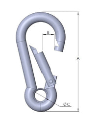 Stainless Steel Carabiner Snap Hooks with Eyelet - 9/32" Size