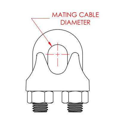 0.156 Inch (in) Maximum Mating Cable Material Stainless Steel Wire Rope Clip - Image 2