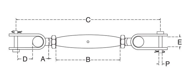 Stainless Steel Closed Body Turnbuckle Set with Toggle & Pipe Design - Image 2