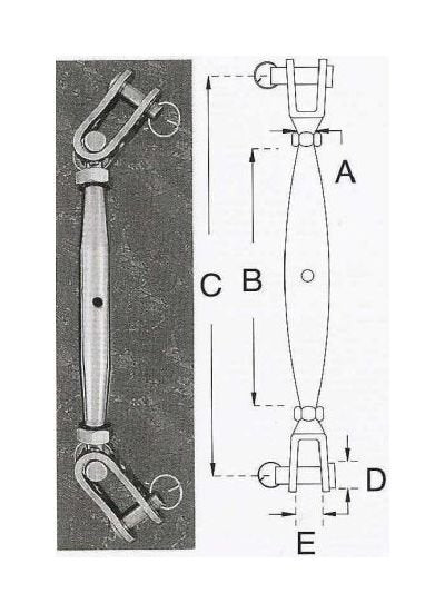 Stainless Steel Closed Body Turnbuckle Set with Toggle & Pipe Design - Image 3